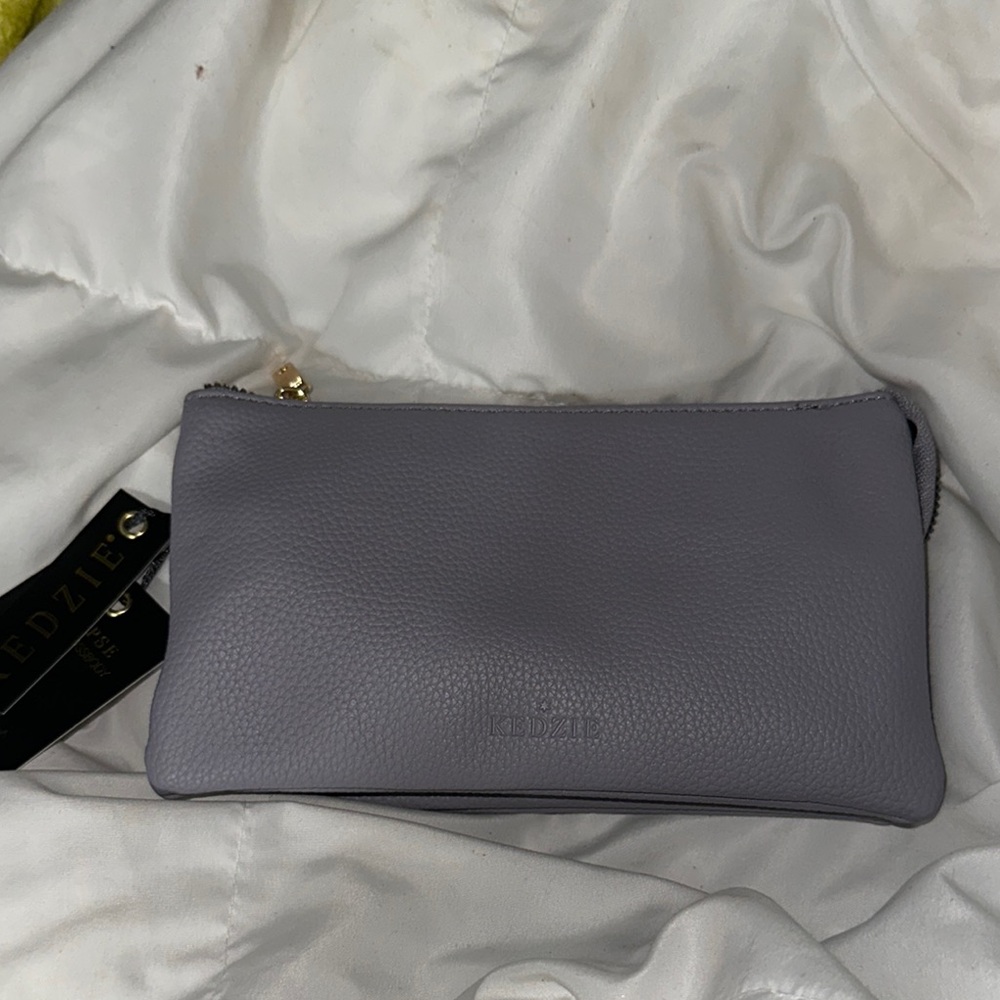 NWT kedzie Purple leather Crossbody wristlet 5 interior pockets straps new cute